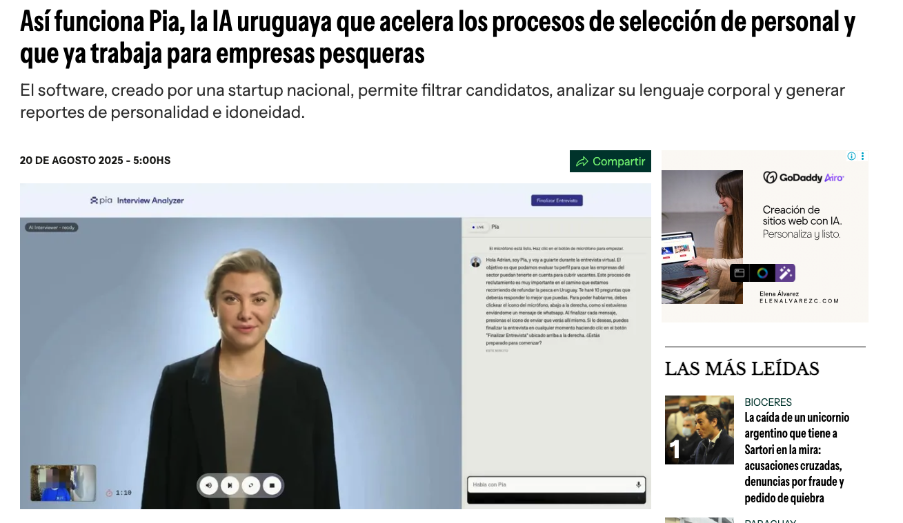 Así funciona PIA, la IA uruguaya que acelera los procesos de selección de personal